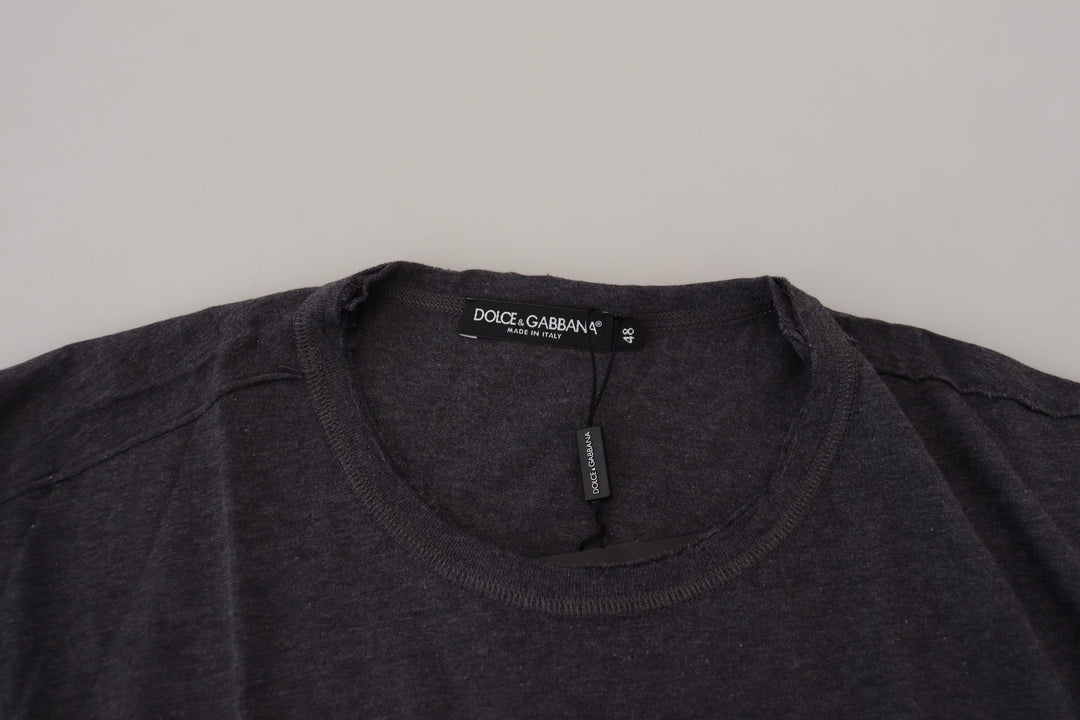 Dolce &amp; Gabbana Sample Sale Dolce &amp; Gabbana Gray Crewneck Cotton Short Sleeve T-shirt - | Designer outlet