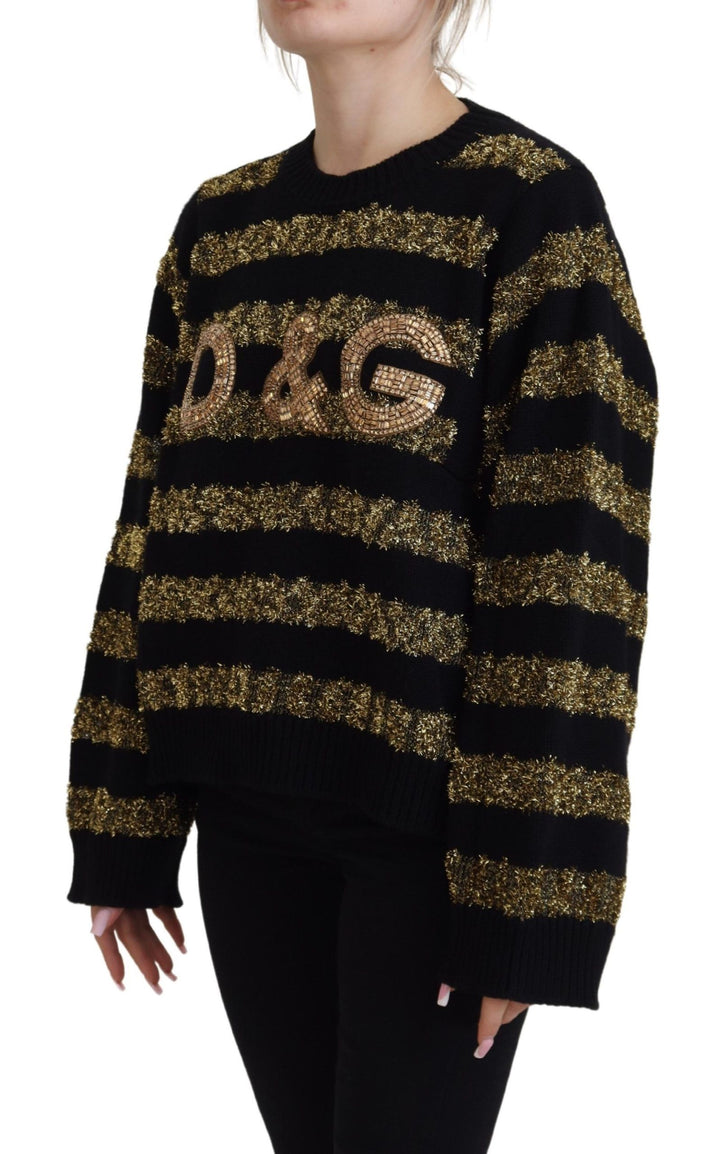 Dolce &amp; Gabbana Sample Sale Dolce &amp; Gabbana Black Gold D&amp;G Crystal Cashmere Sweater - | Designer outlet