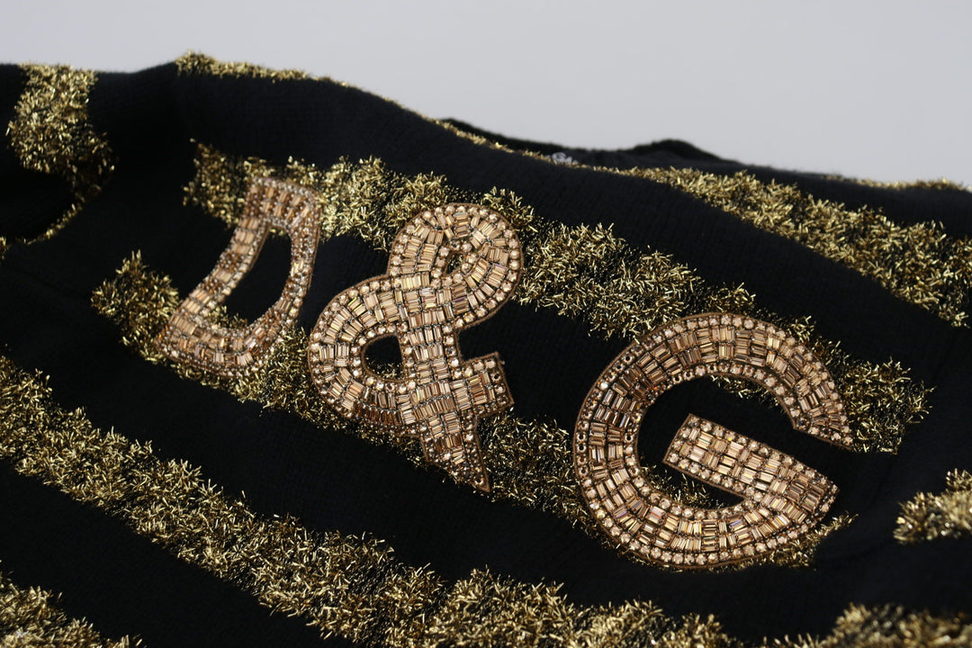 Dolce &amp; Gabbana Sample Sale Dolce &amp; Gabbana Black Gold D&amp;G Crystal Cashmere Sweater - | Designer outlet