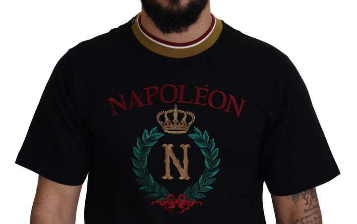 Dolce &amp; Gabbana Sample Sale Dolce &amp; Gabbana Black Cotton Embroidered Crewneck T-shirt - | Designer outlet