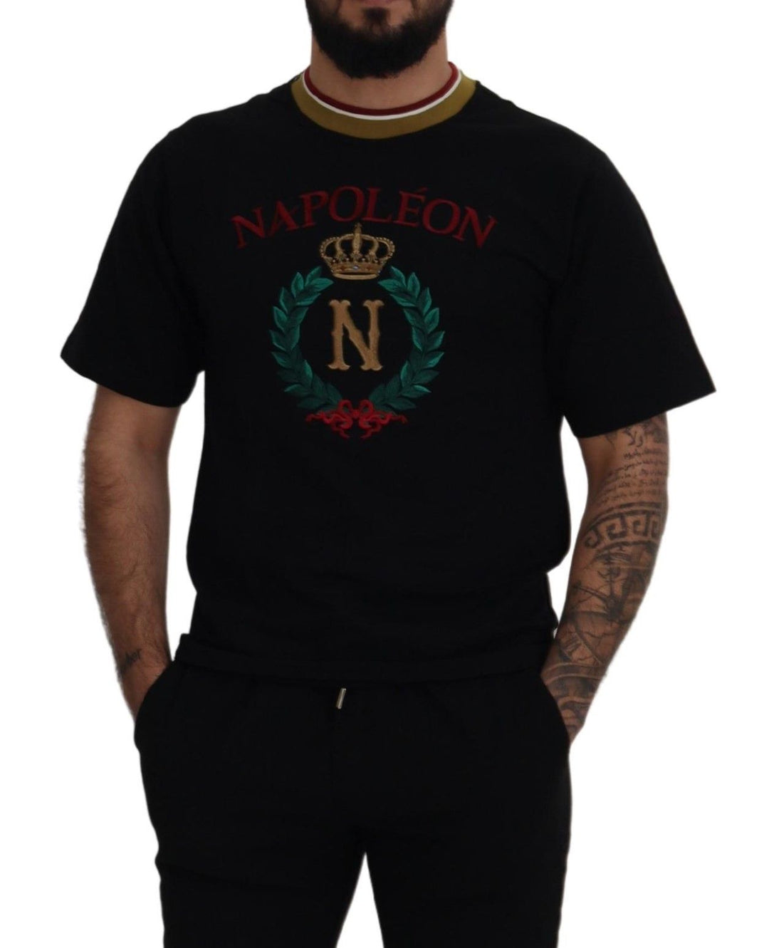 Dolce &amp; Gabbana Sample Sale Dolce &amp; Gabbana Black Cotton Embroidered Crewneck T-shirt - | Designer outlet