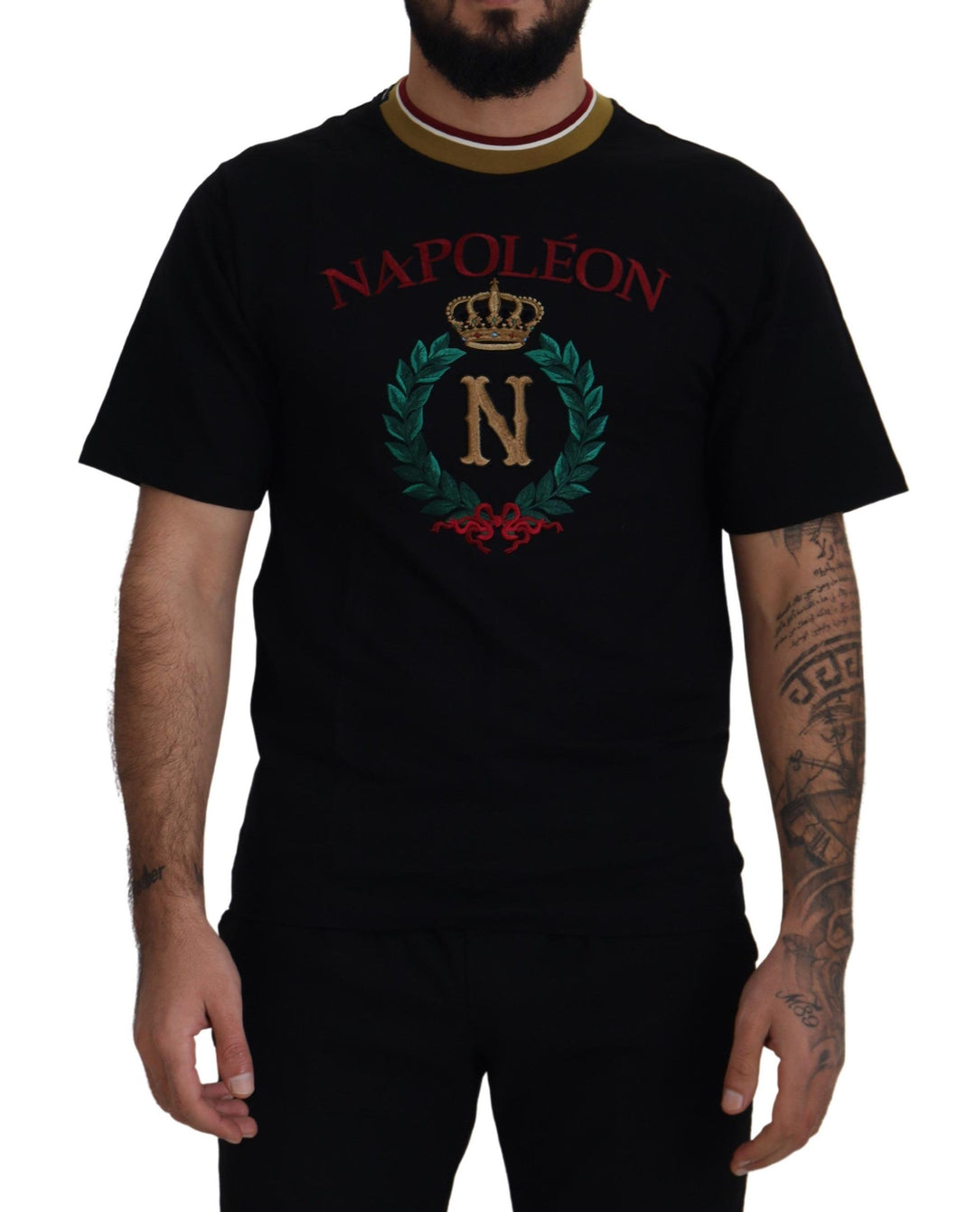 Dolce &amp; Gabbana Sample Sale Dolce &amp; Gabbana Black Cotton Embroidered Crewneck T-shirt - | Designer outlet