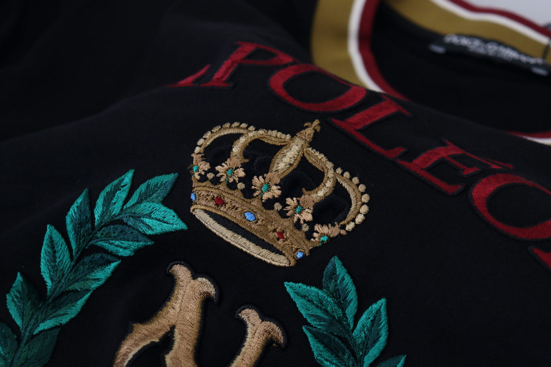 Dolce &amp; Gabbana Sample Sale Dolce &amp; Gabbana Black Cotton Embroidered Crewneck T-shirt - | Designer outlet