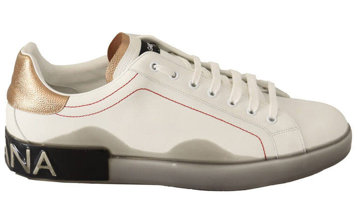 Dolce &amp; Gabbana Sample Sale Dolce &amp; Gabbana White Gold Leather Low Top Sneakers Casual Shoes - | Designer outlet