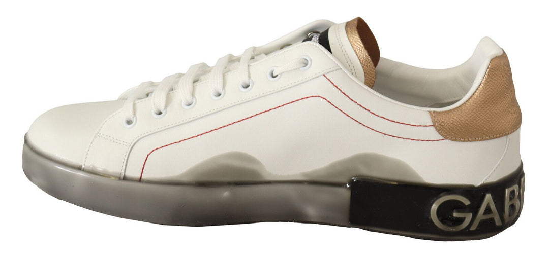 Dolce &amp; Gabbana Sample Sale Dolce &amp; Gabbana White Gold Leather Low Top Sneakers Casual Shoes - | Designer outlet