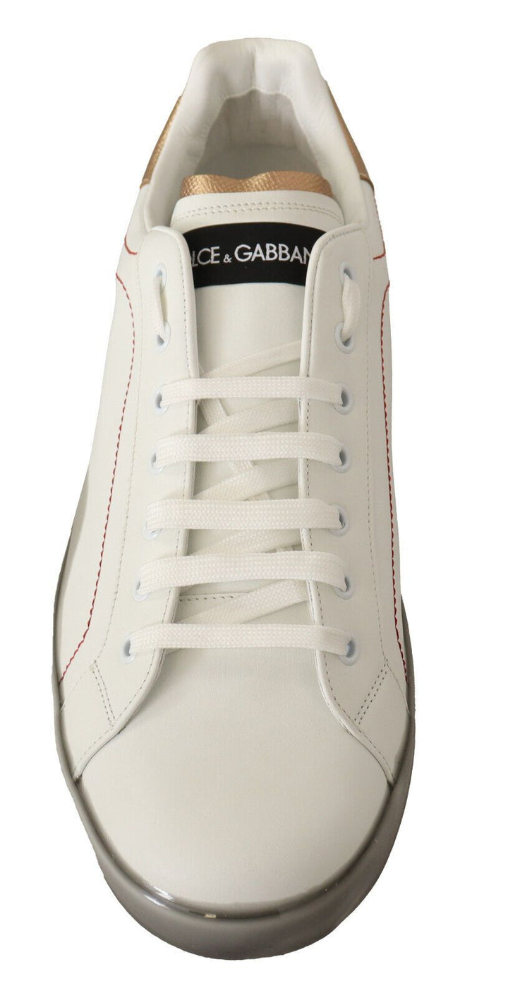 Dolce &amp; Gabbana Sample Sale Dolce &amp; Gabbana White Gold Leather Low Top Sneakers Casual Shoes - | Designer outlet