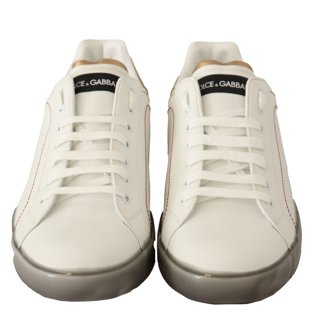 Dolce &amp; Gabbana Sample Sale Dolce &amp; Gabbana White Gold Leather Low Top Sneakers Casual Shoes - | Designer outlet