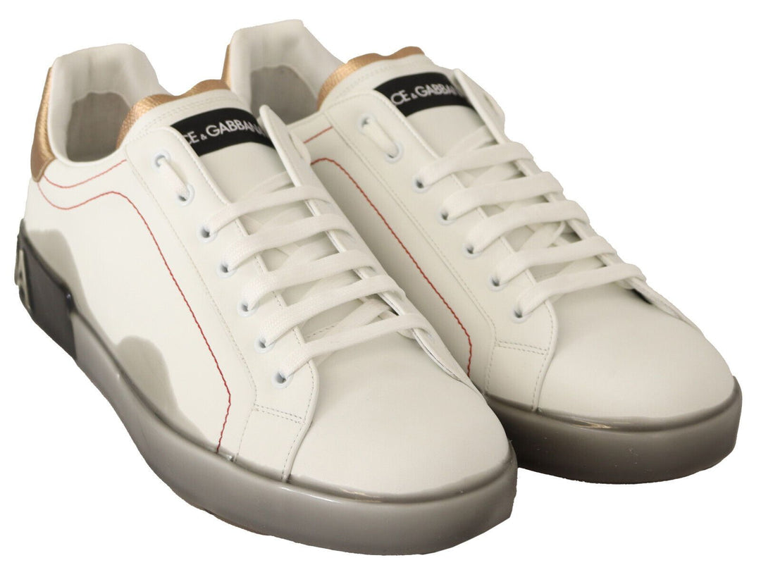 Dolce &amp; Gabbana Sample Sale Dolce &amp; Gabbana White Gold Leather Low Top Sneakers Casual Shoes - | Designer outlet