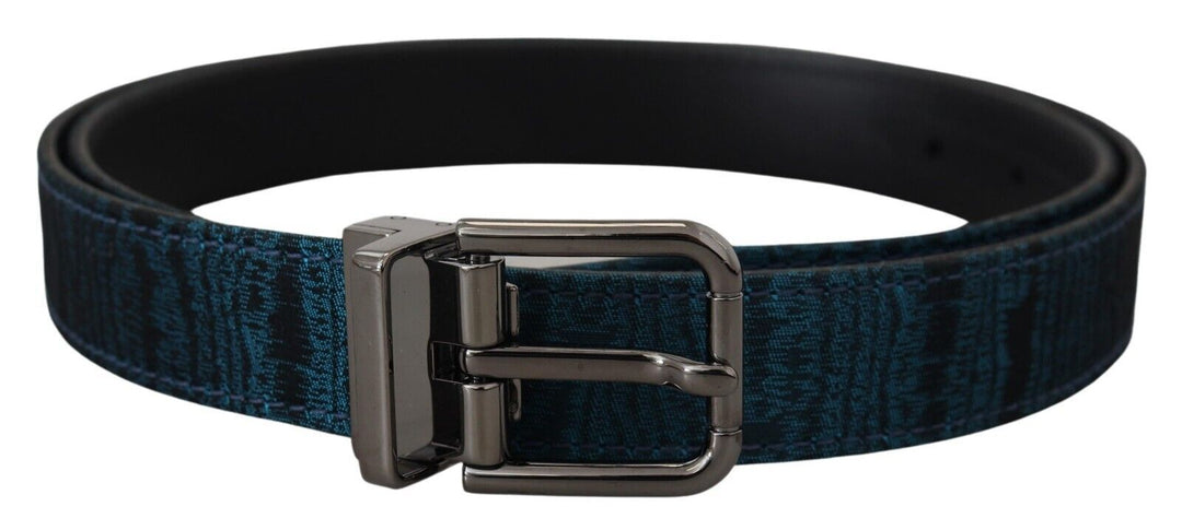 Dolce Gabbana Elegant Blue Jacquard Designer Belt Luxury