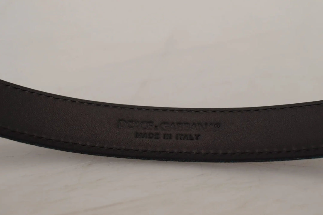Dolce &amp; Gabbana Sample Sale | Dolce &amp; Gabbana Blue Jacquard Moire Silver Metal Belt Men - | Designer outlet