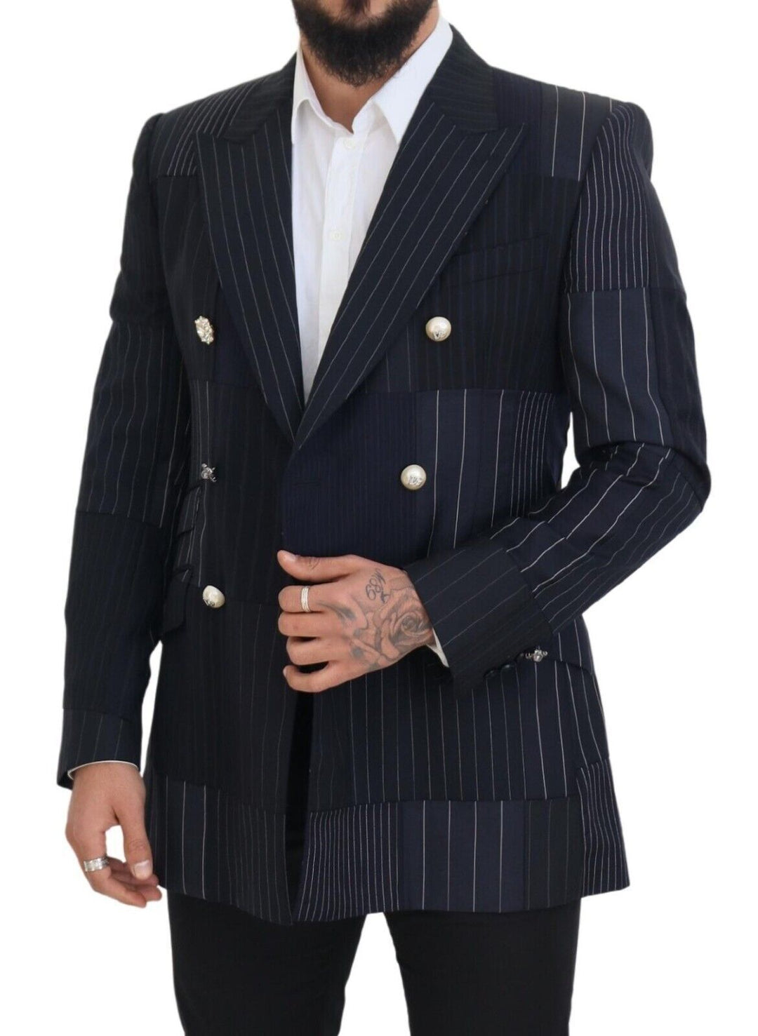 Dolce & Gabbana Elegant Navy Slim-Fit Double Breasted Blazer