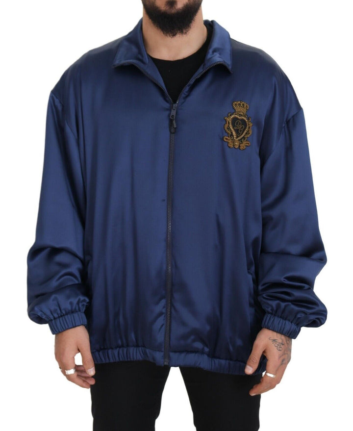 Dolce & Gabbana - Dolce & Gabbana Regal Blue Silk Bomber Jacket - JKT3459 - 60 - Ask Me Wear