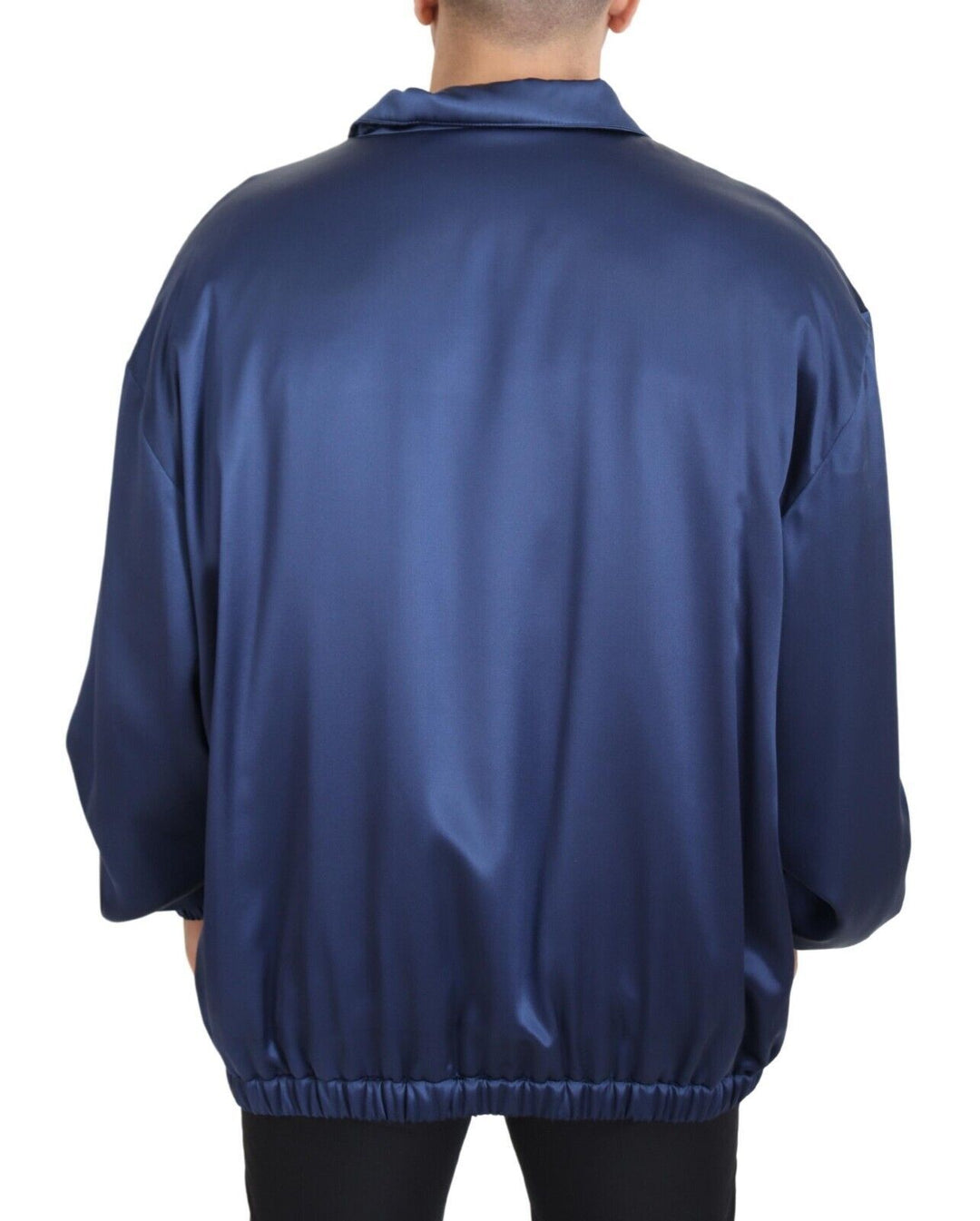 Dolce & Gabbana - Dolce & Gabbana Regal Blue Silk Bomber Jacket - JKT3459 - 60 - Ask Me Wear