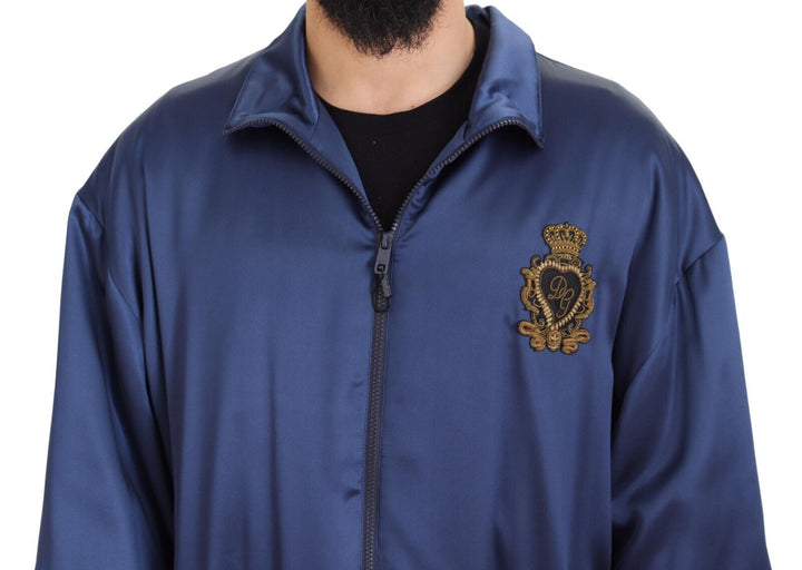 Dolce & Gabbana - Dolce & Gabbana Regal Blue Silk Bomber Jacket - JKT3459 - 60 - Ask Me Wear