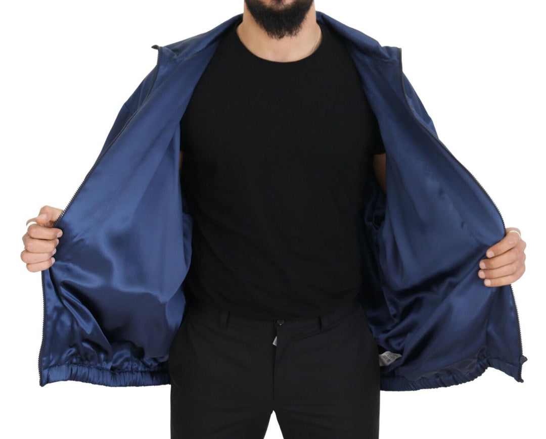 Dolce & Gabbana - Dolce & Gabbana Regal Blue Silk Bomber Jacket - JKT3459 - 60 - Ask Me Wear