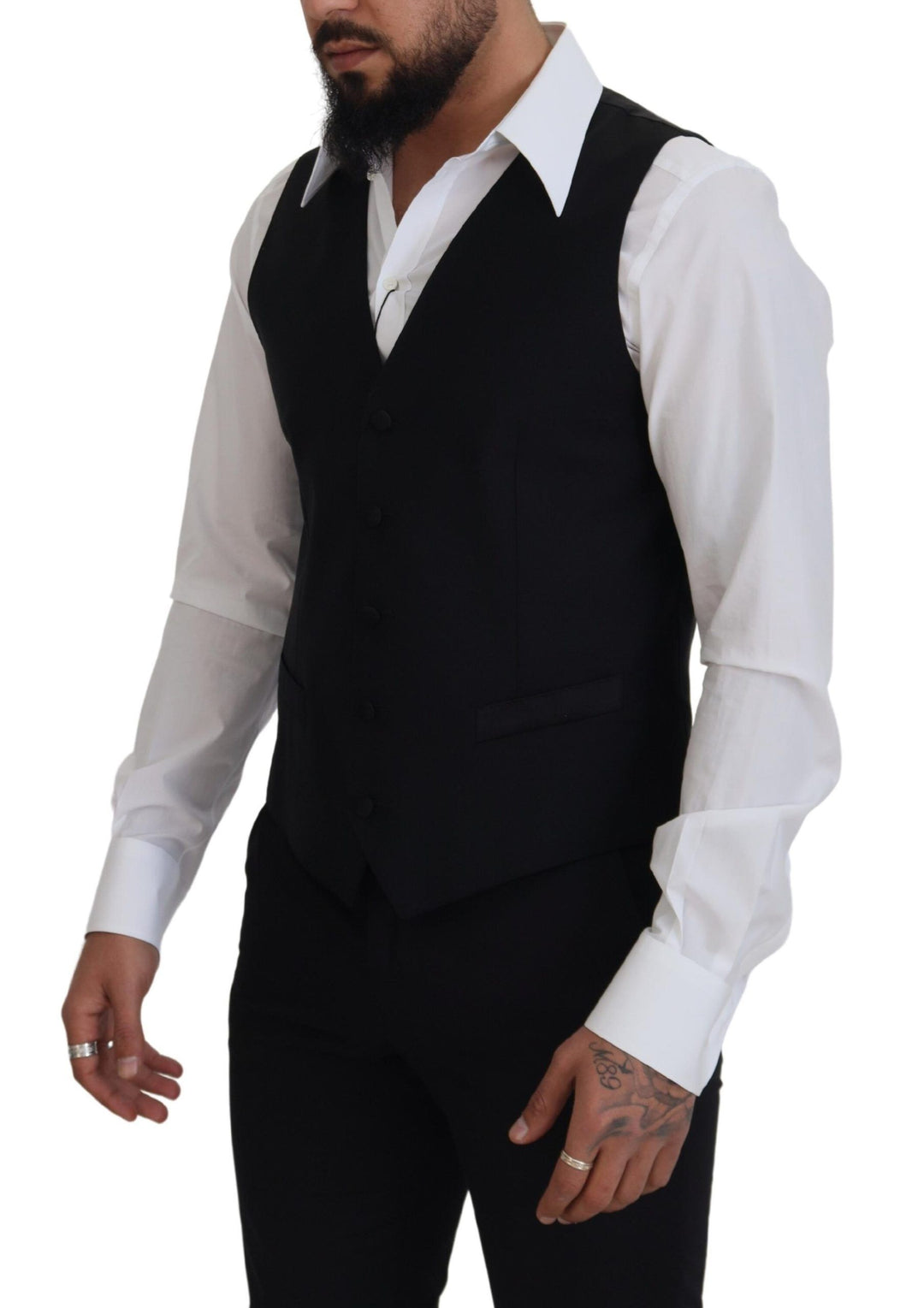 Dolce &amp; Gabbana Sample Sale Dolce &amp; Gabbana Black Virgin Wool Waistcoat Formal Dress Vest - | Designer outlet