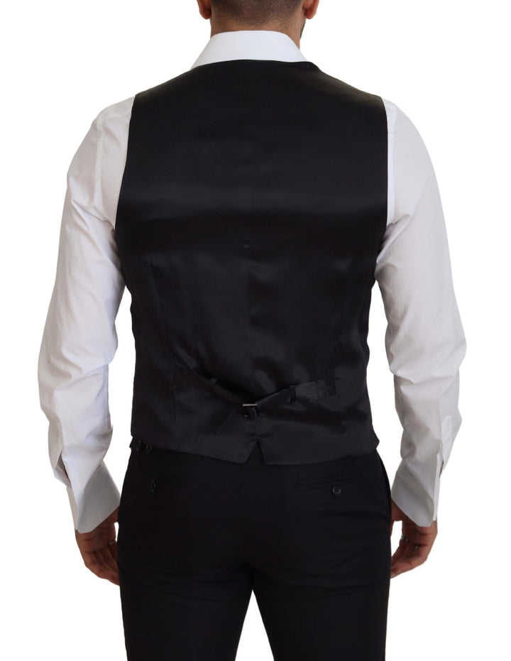 Dolce &amp; Gabbana Sample Sale Dolce &amp; Gabbana Black Virgin Wool Waistcoat Formal Dress Vest - | Designer outlet