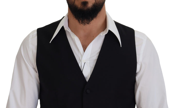 Dolce &amp; Gabbana Sample Sale Dolce &amp; Gabbana Black Virgin Wool Waistcoat Formal Dress Vest - | Designer outlet