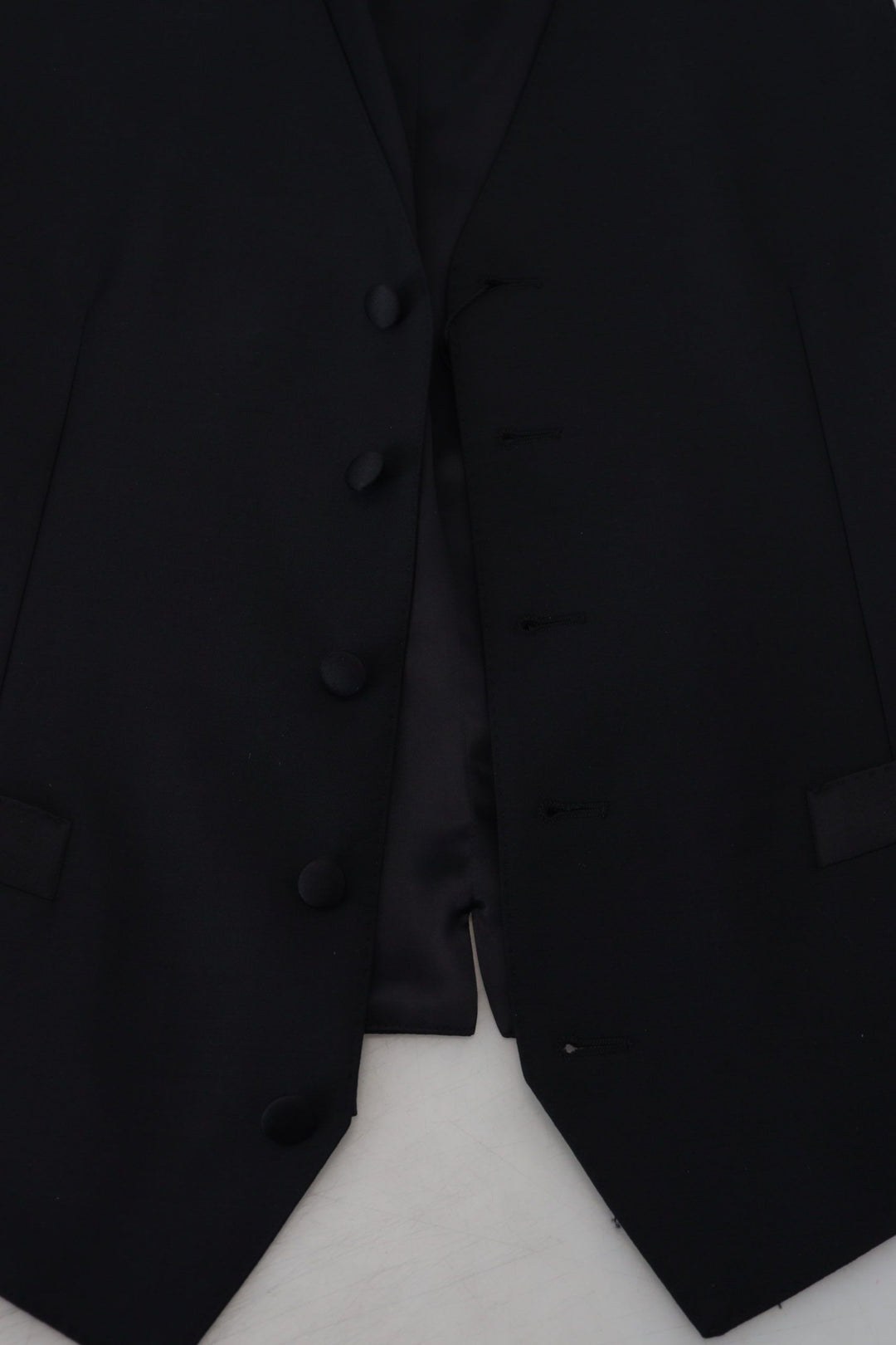 Dolce &amp; Gabbana Sample Sale Dolce &amp; Gabbana Black Virgin Wool Waistcoat Formal Dress Vest - | Designer outlet
