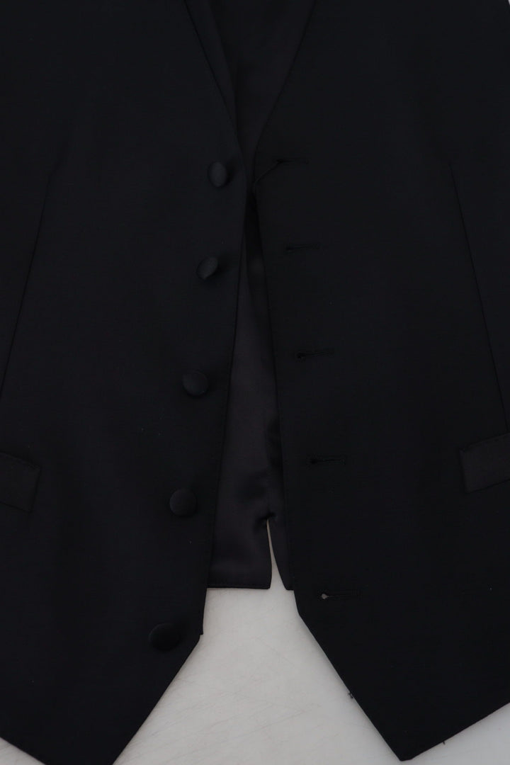 Dolce &amp; Gabbana Sample Sale Dolce &amp; Gabbana Black Virgin Wool Waistcoat Formal Dress Vest - | Designer outlet