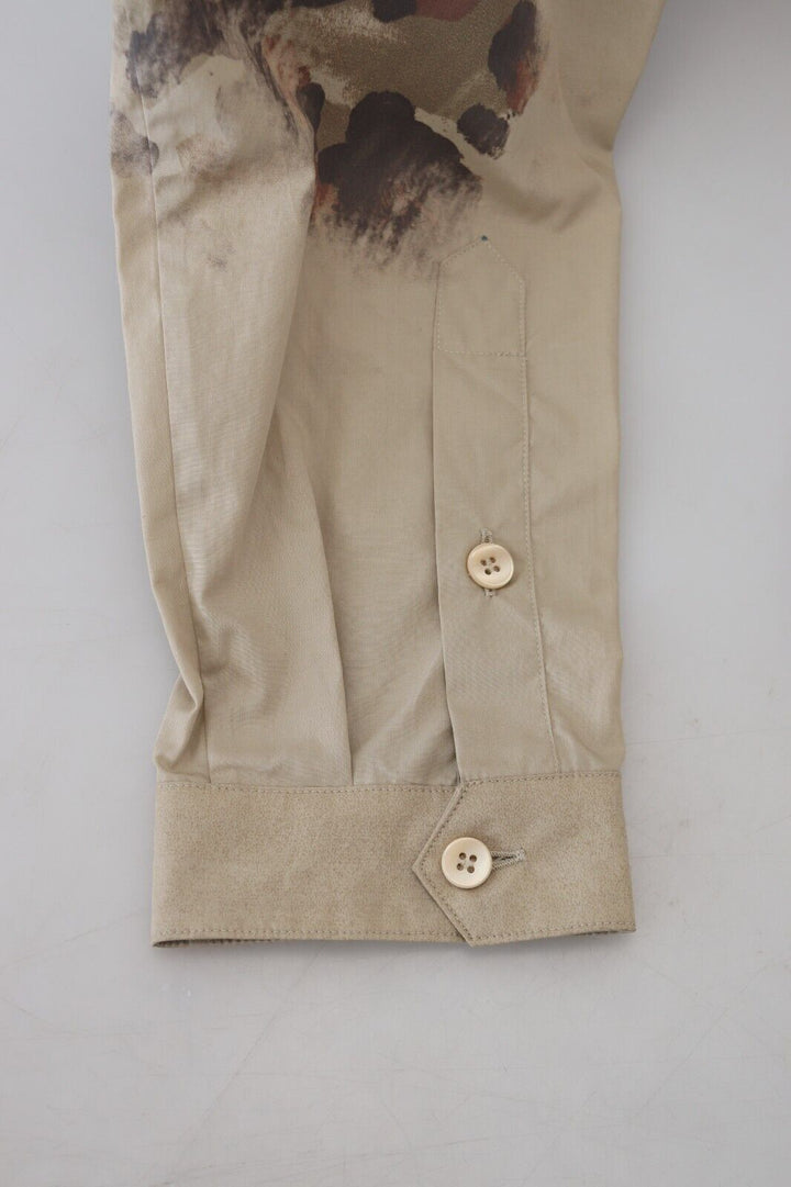 Dolce & Gabbana Beige Cotton Button-Down Casual Shirt