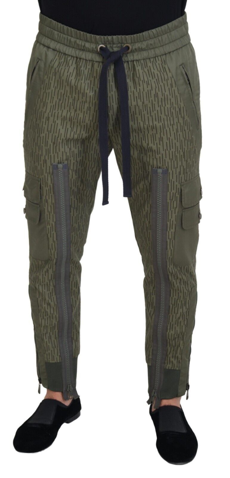 Dolce &amp; Gabbana Sample Sale Dolce &amp; Gabbana Green Striped Cargo Zipper Leg Men Trouser Pants - | Designer outlet