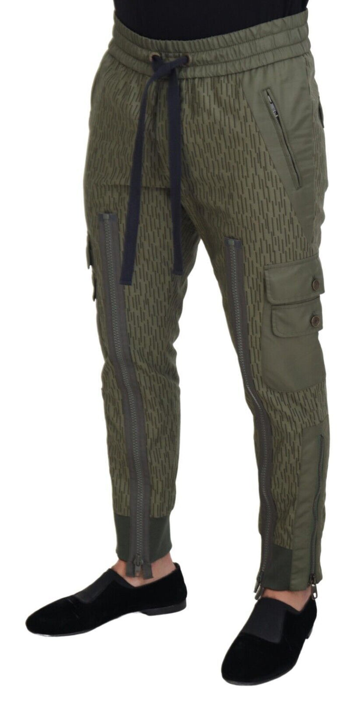 Dolce &amp; Gabbana Sample Sale Dolce &amp; Gabbana Green Striped Cargo Zipper Leg Men Trouser Pants - | Designer outlet