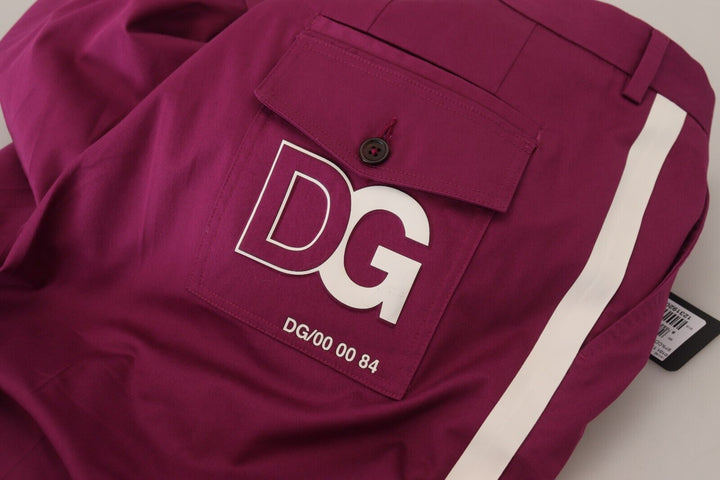 Dolce &amp; Gabbana Sample Sale Dolce &amp; Gabbana Magenta Cotton DG Logo Pocket Trouser Pants - | Designer outlet