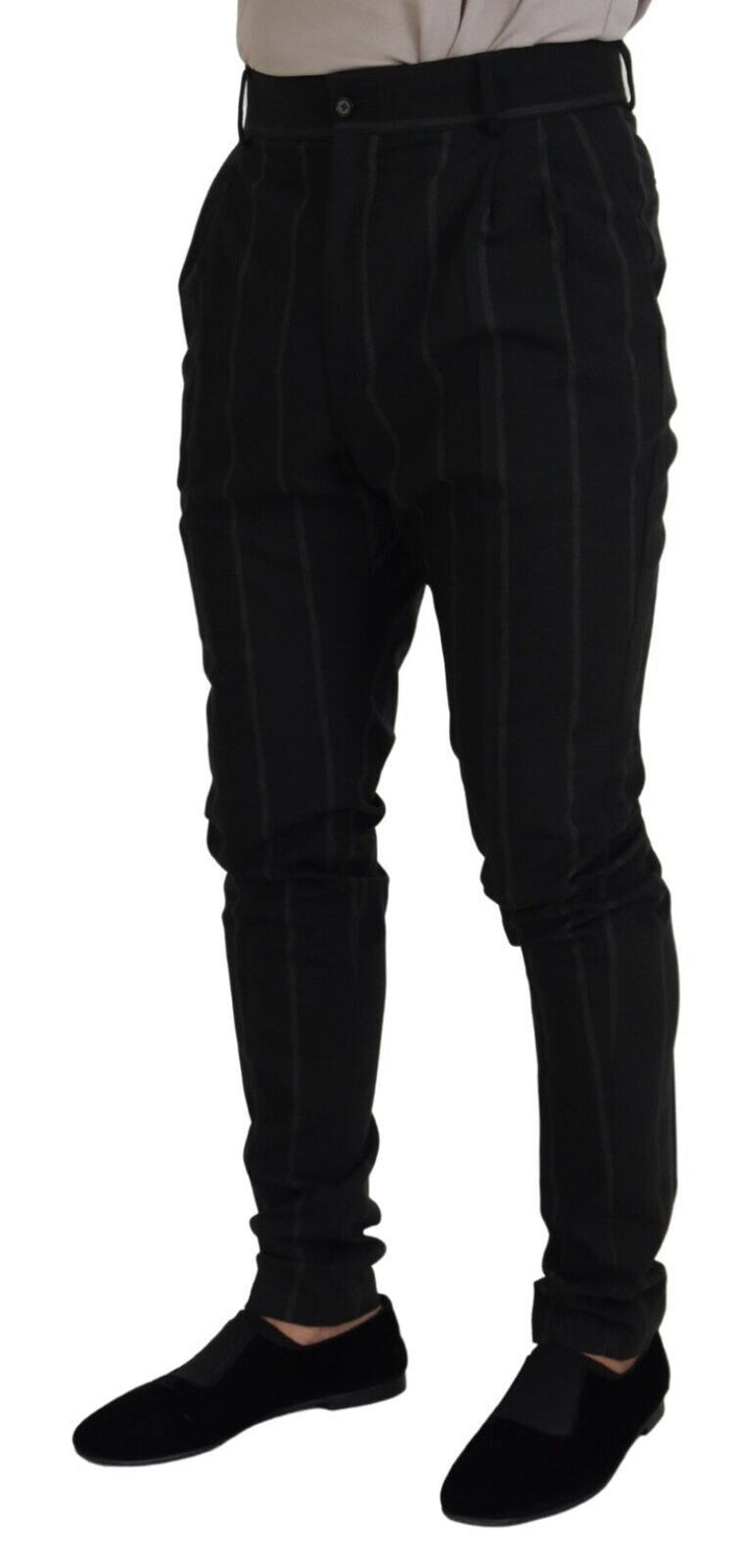 Dolce &amp; Gabbana Sample Sale Dolce &amp; Gabbana Black Striped Men Trousers Cotton Pants - | Designer outlet