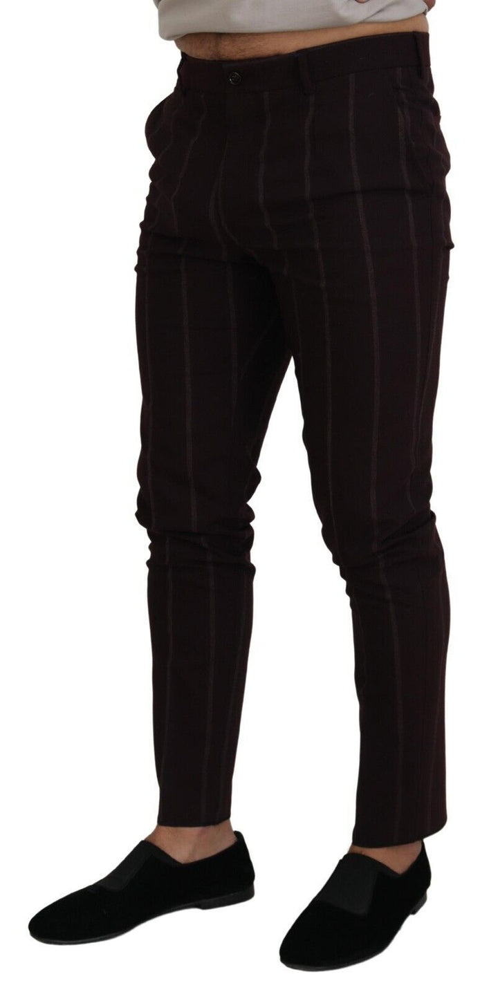 Dolce &amp; Gabbana Sample Sale Dolce &amp; Gabbana Brown Striped Men Trousers Cotton Pants - | Designer outlet