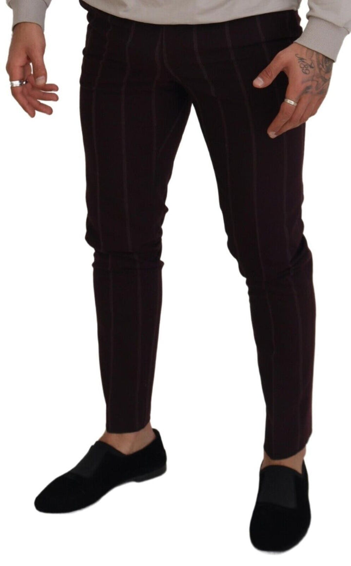 Dolce &amp; Gabbana Sample Sale Dolce &amp; Gabbana Brown Striped Men Trousers Cotton Pants - | Designer outlet