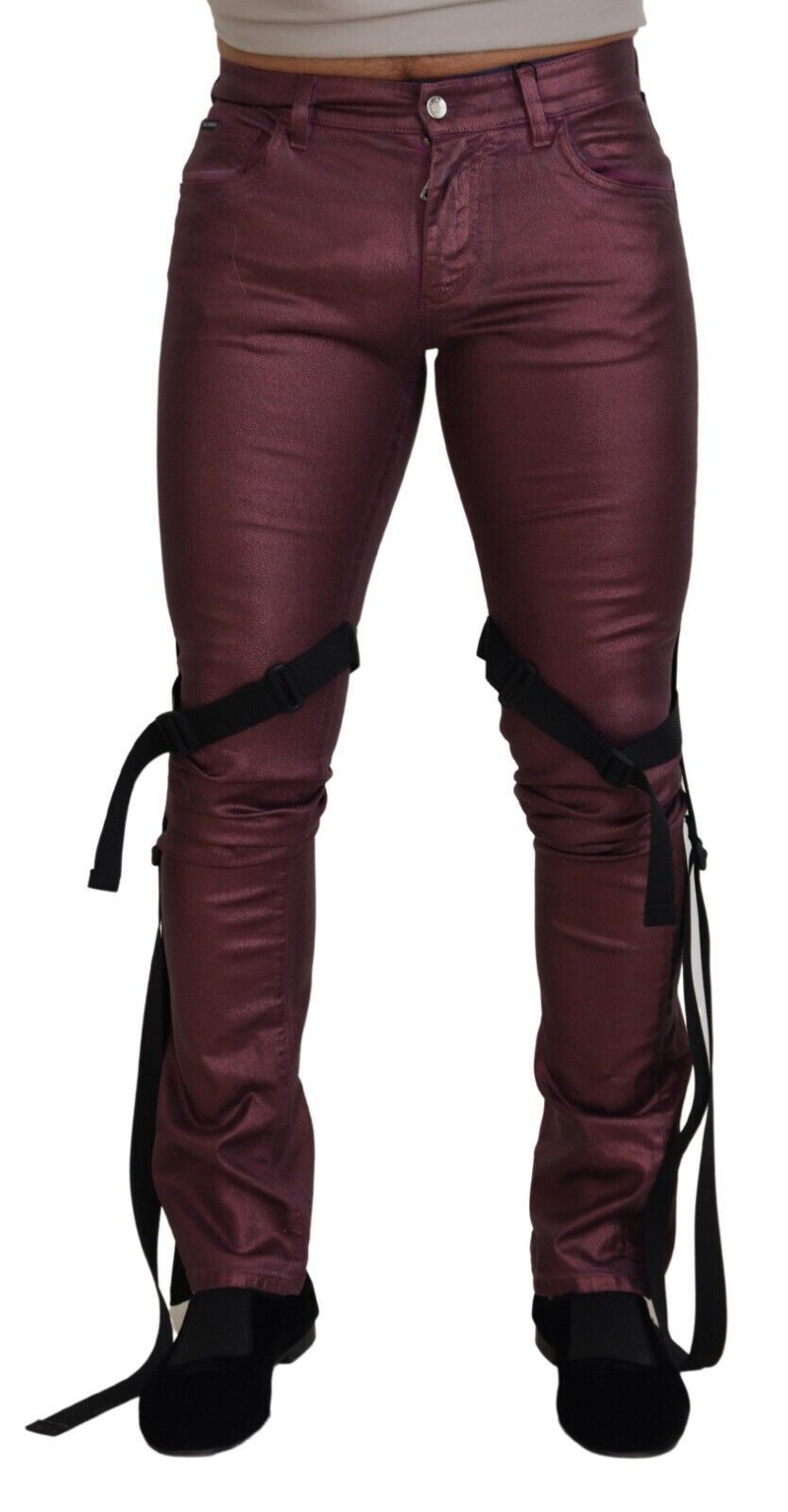 Dolce &amp; Gabbana Sample Sale Dolce &amp; Gabbana Magenta Cotton Men Casual Harness Denim Jeans - | Designer outlet