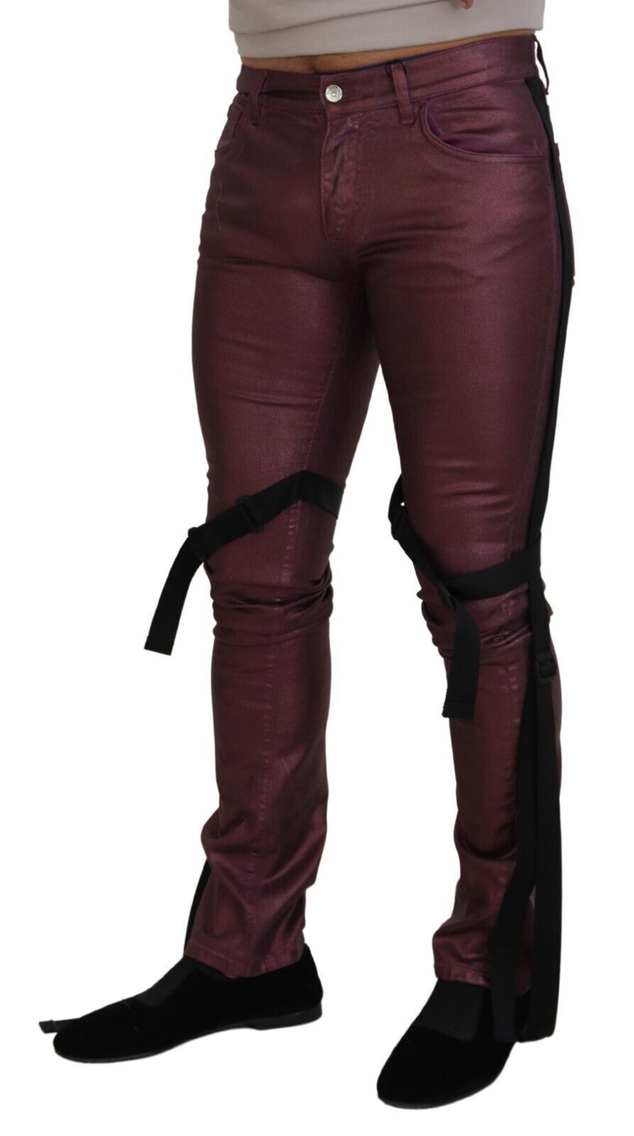 Dolce &amp; Gabbana Sample Sale Dolce &amp; Gabbana Magenta Cotton Men Casual Harness Denim Jeans - | Designer outlet