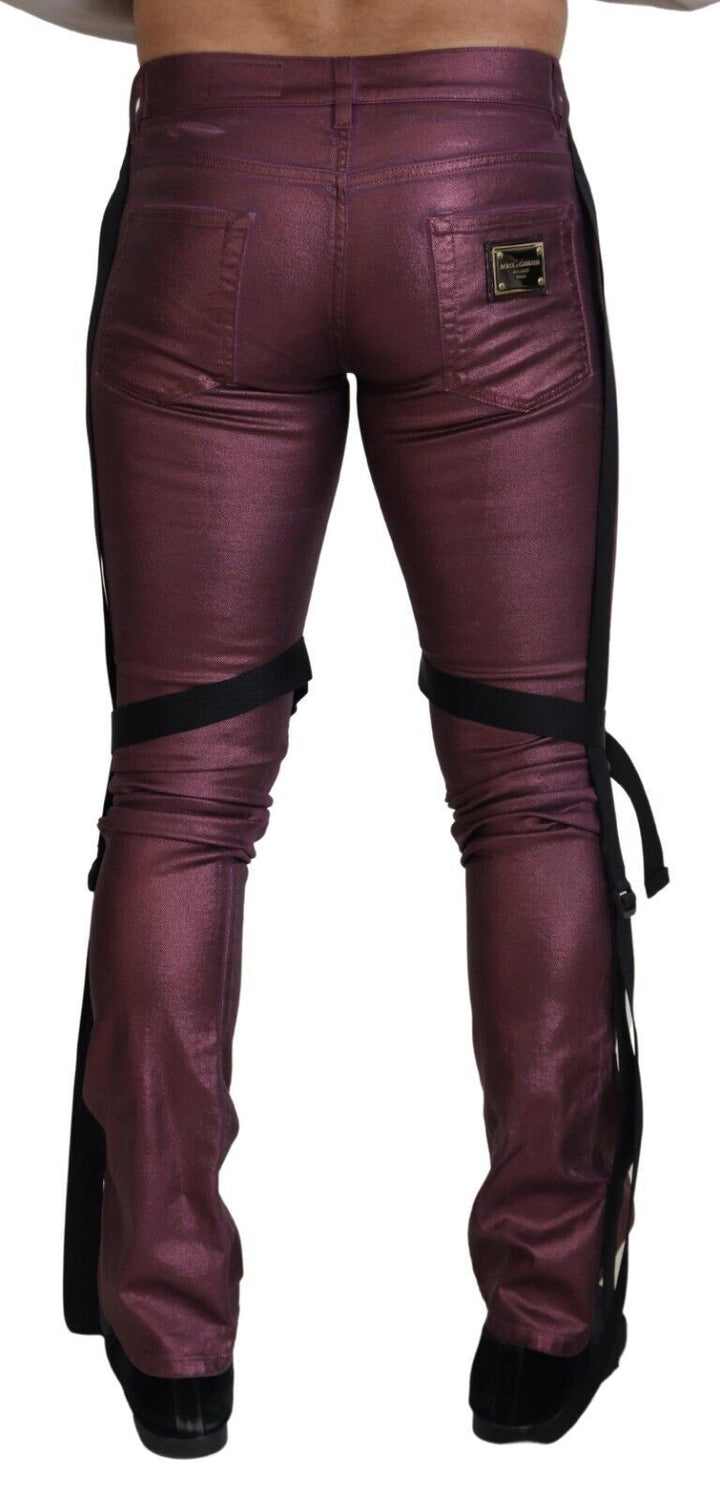 Dolce &amp; Gabbana Sample Sale Dolce &amp; Gabbana Magenta Cotton Men Casual Harness Denim Jeans - | Designer outlet