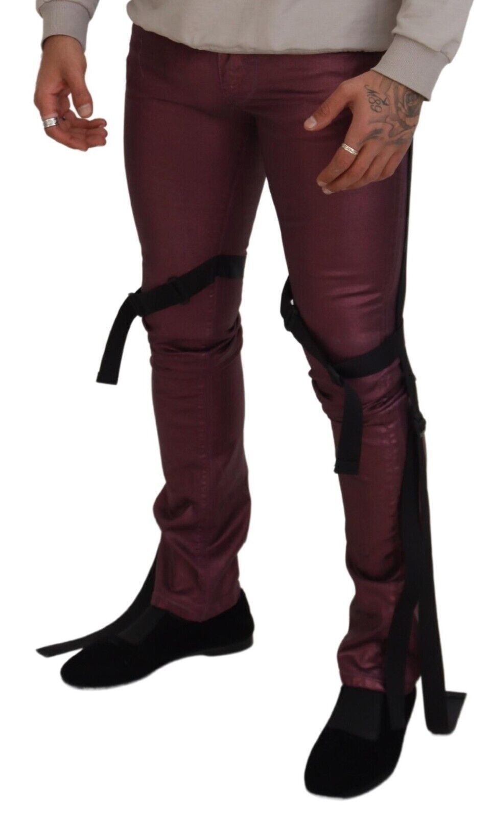 Dolce &amp; Gabbana Sample Sale Dolce &amp; Gabbana Magenta Cotton Men Casual Harness Denim Jeans - | Designer outlet