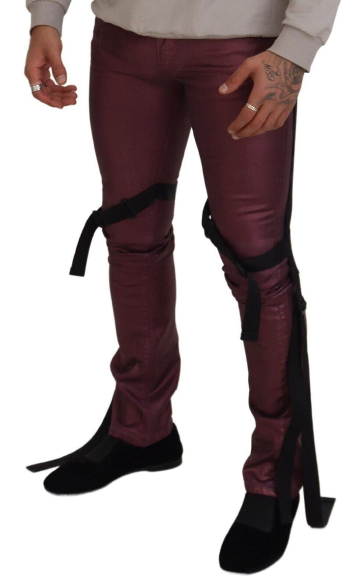 Dolce &amp; Gabbana Sample Sale Dolce &amp; Gabbana Magenta Cotton Men Casual Harness Denim Jeans - | Designer outlet