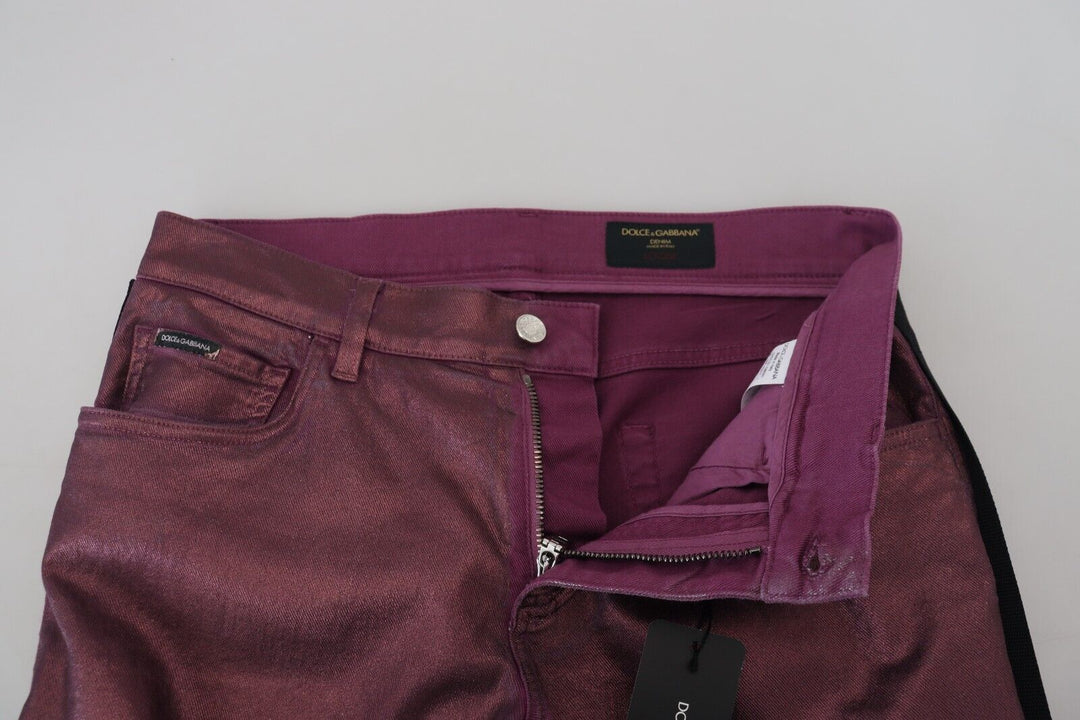 Dolce &amp; Gabbana Sample Sale Dolce &amp; Gabbana Magenta Cotton Men Casual Harness Denim Jeans - | Designer outlet