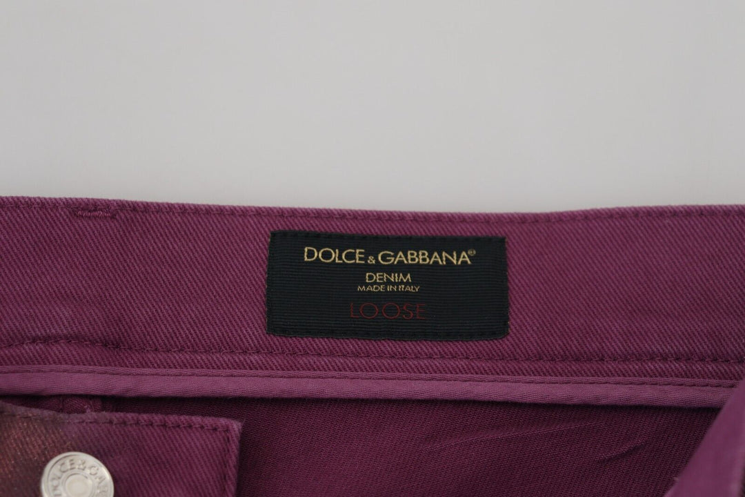 Dolce &amp; Gabbana Sample Sale Dolce &amp; Gabbana Magenta Cotton Men Casual Harness Denim Jeans - | Designer outlet