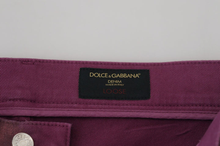 Dolce &amp; Gabbana Sample Sale Dolce &amp; Gabbana Magenta Cotton Men Casual Harness Denim Jeans - | Designer outlet