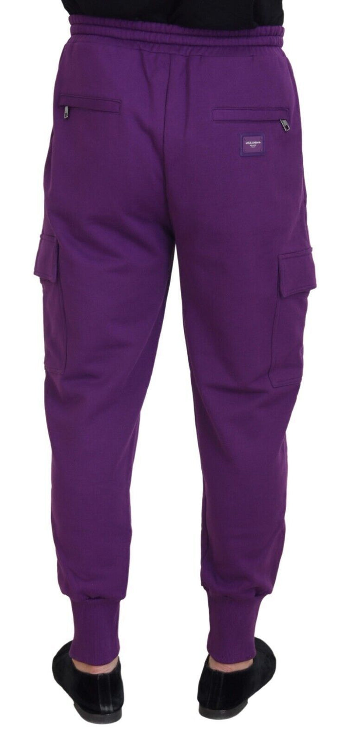 Dolce &amp; Gabbana Sample Sale Dolce &amp; Gabbana Purple Cotton Cargo Sweatpants Jogging Pants - | Designer outlet
