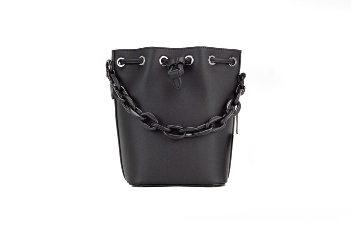 MCM - MCM Mini Black Purple Smooth Leather Chain Shoulder Drawstring Bucket Handbag - 51798 - Ask Me Wear