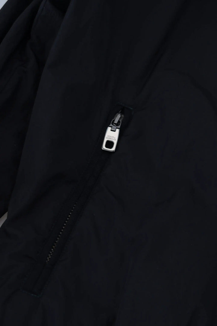 Dolce &amp; Gabbana Black Nylon Logo Bomber Zipper Jacket