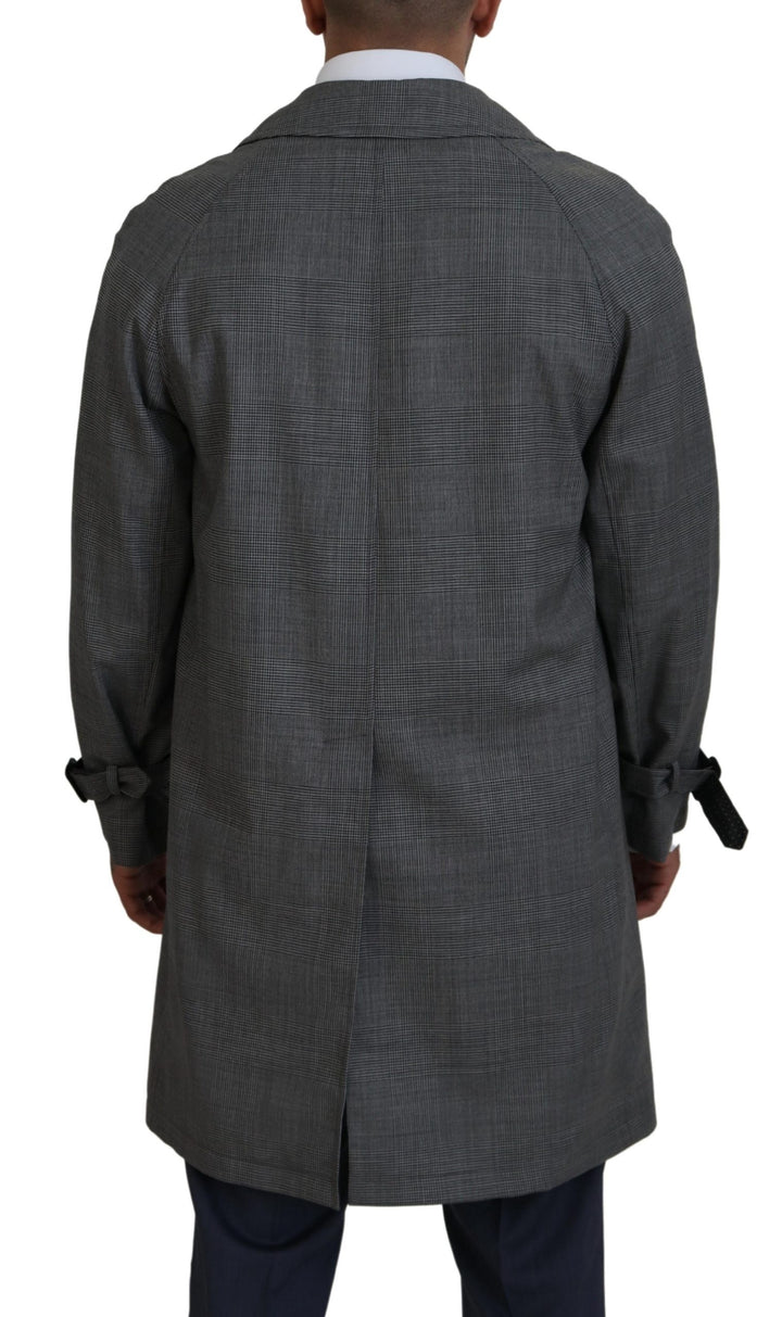 Dolce & Gabbana - Dolce & Gabbana Elegant Gray Plaid Trench Coat - KOS2172 - 44 - Ask Me Wear