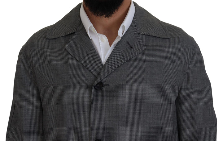 Dolce & Gabbana - Dolce & Gabbana Elegant Gray Plaid Trench Coat - KOS2172 - 44 - Ask Me Wear