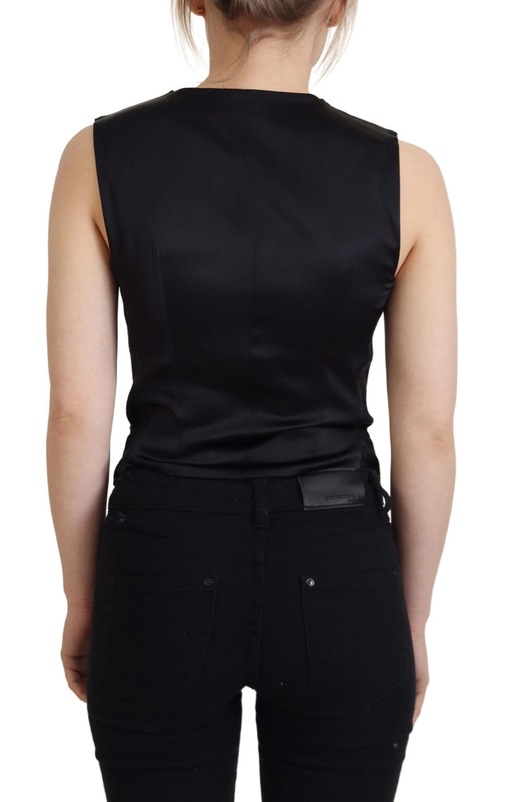 Dolce &amp; Gabbana Sample Sale Dolce &amp; Gabbana Black Brocade Button Down Sleeveless Vest Top - | Designer outlet