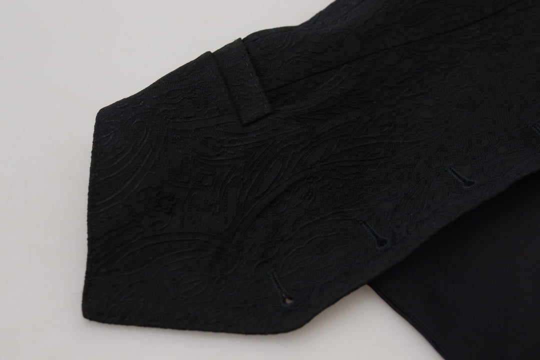 Dolce &amp; Gabbana Sample Sale Dolce &amp; Gabbana Black Brocade Button Down Sleeveless Vest Top - | Designer outlet