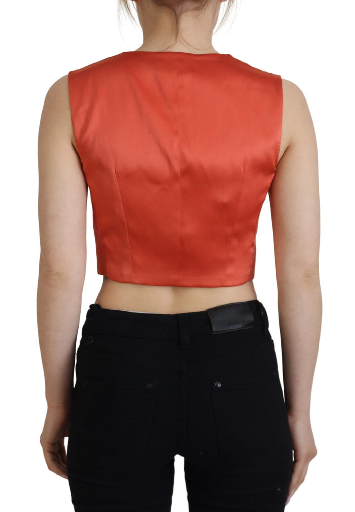 Dolce &amp; Gabbana Sample Sale Dolce &amp; Gabbana Orange Sleeveless Waistcoat Cropped Vest Top - | Designer outlet