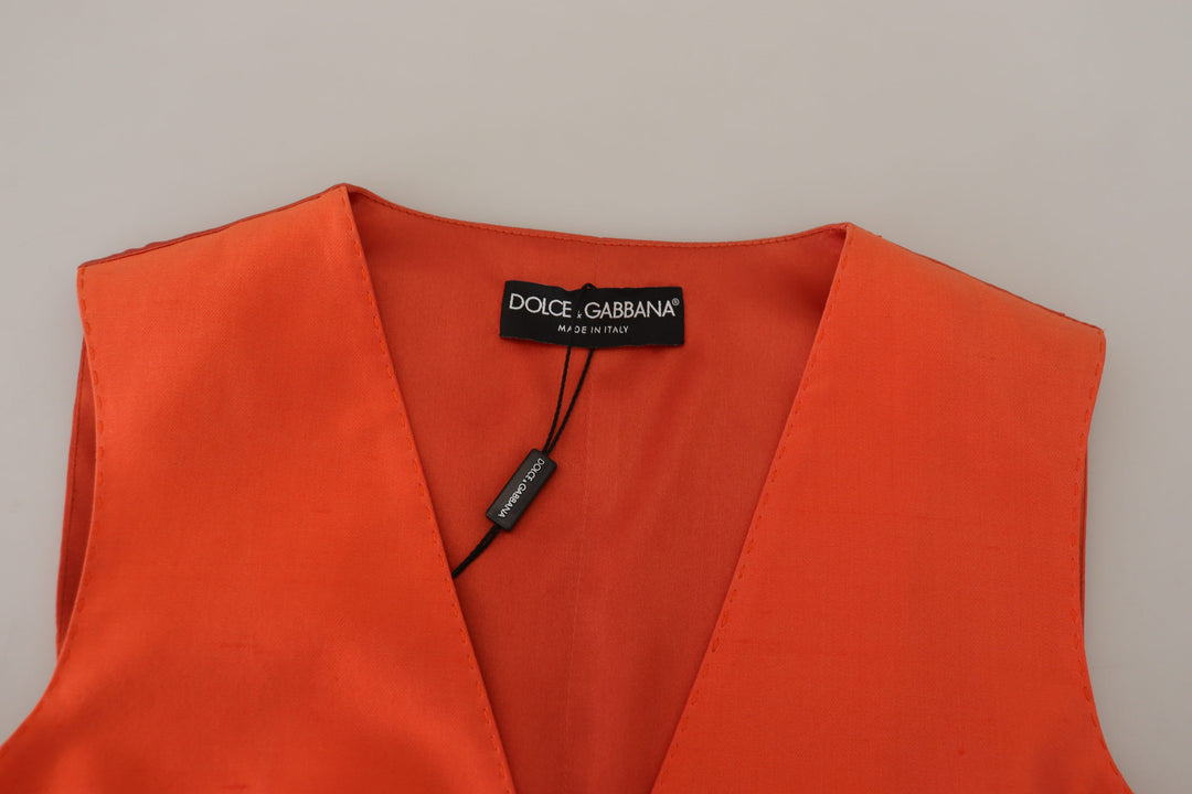 Dolce &amp; Gabbana Sample Sale Dolce &amp; Gabbana Orange Sleeveless Waistcoat Cropped Vest Top - | Designer outlet
