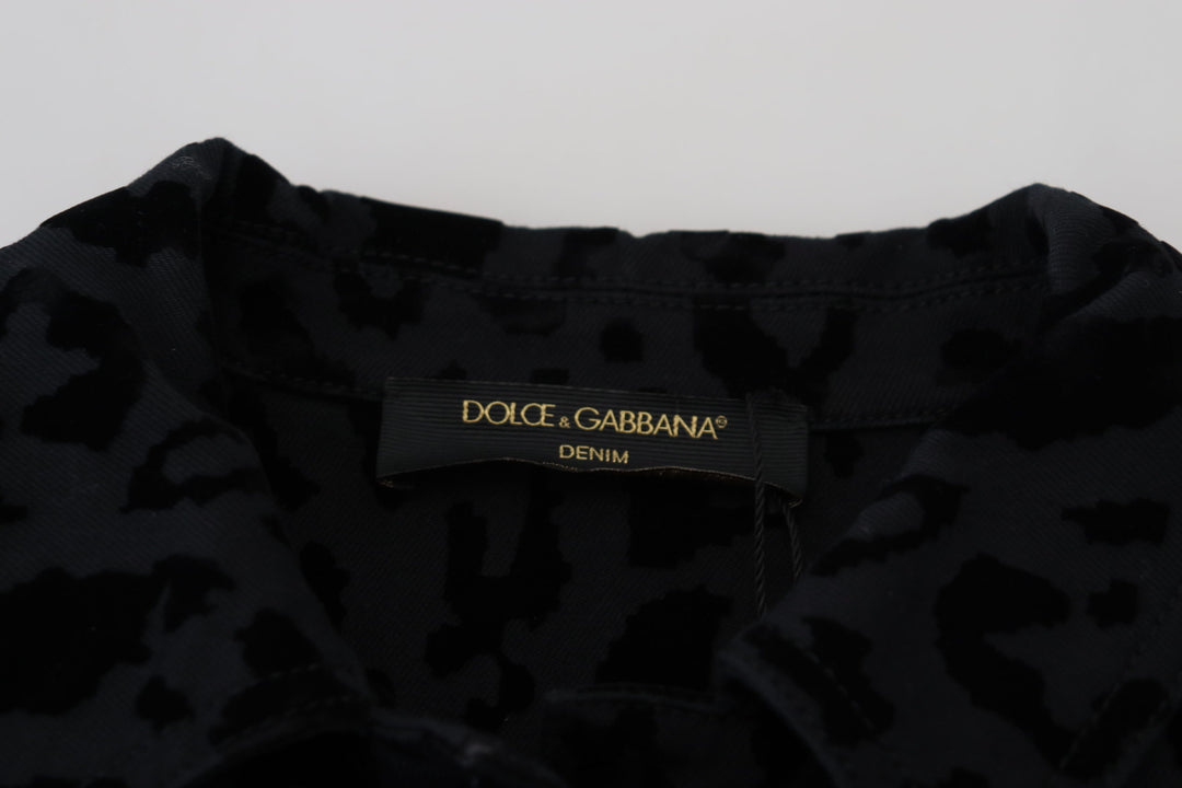 Dolce & Gabbana - Dolce & Gabbana Chic Leopard Pattern Denim Jacket - JKT3471 - 40 - Ask Me Wear