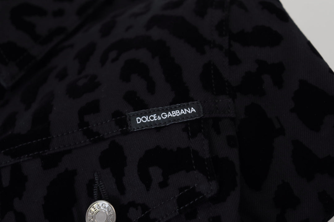 Dolce & Gabbana - Dolce & Gabbana Chic Leopard Pattern Denim Jacket - JKT3471 - 40 - Ask Me Wear